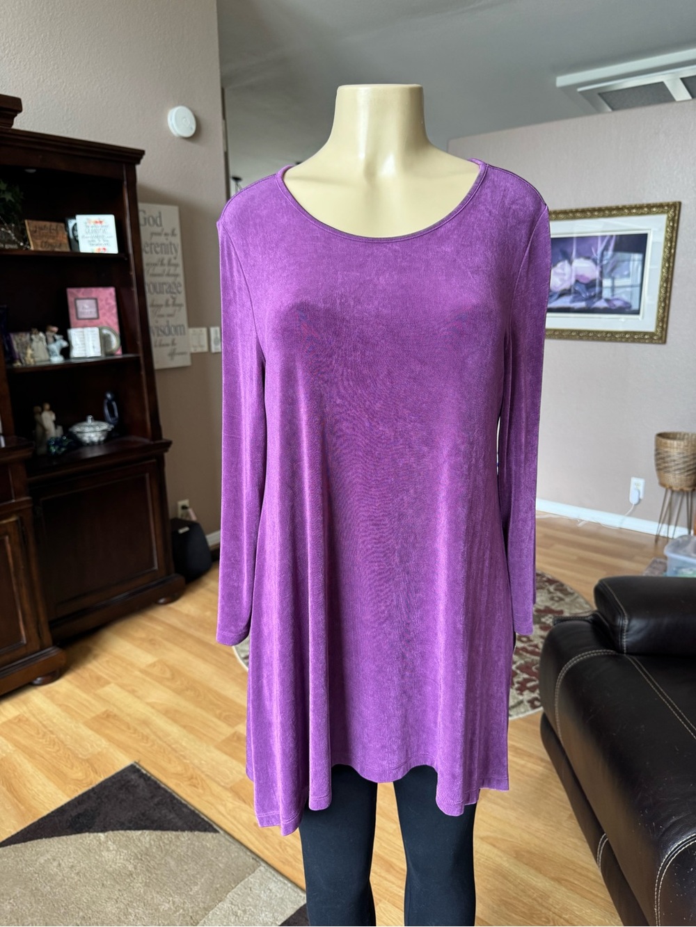 Coldwater Creek purple long sleeve swing tunic top-size L